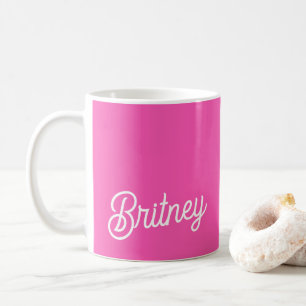 Mug Monogramme et nom personnalisés Hot Pink moderne
