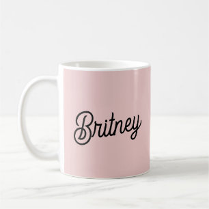 Mug Monogramme et nom rose pâle moderne