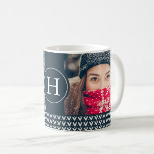Mug Monogramme et photo de chandail tricotés par Noël