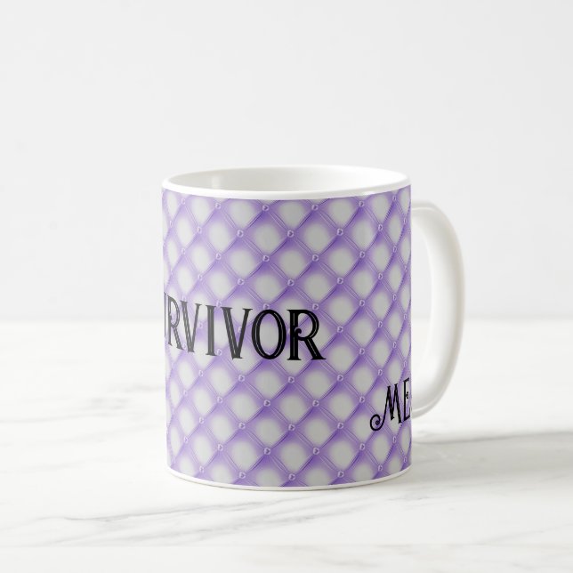 Mug Monogramme et survivant, Motif Tufted violet 11oz (Devant droit)