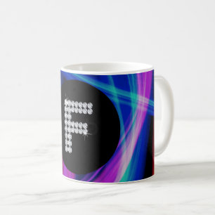 Mug Monogramme F Diamond Neon Coloré Arrière - plan Bl