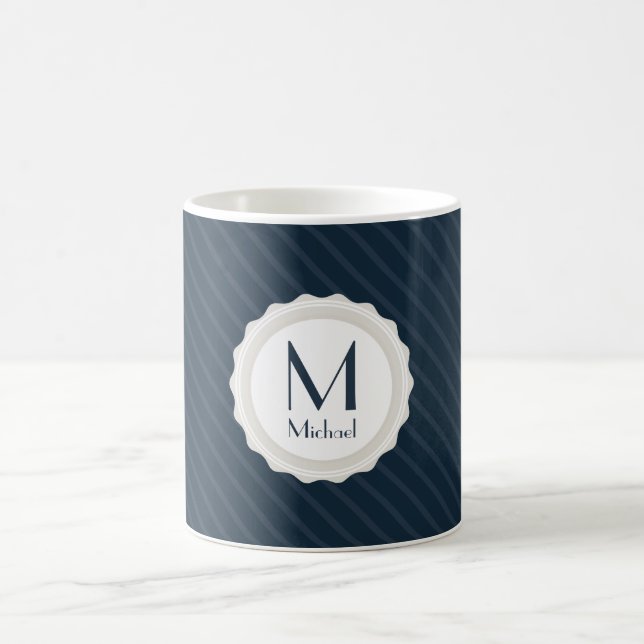 Mug Monogramme fait sur commande chic de bleu marine - (Centre)