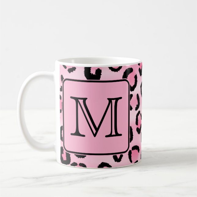 Mug Monogramme fait sur commande. Copie noire et rose (Gauche)