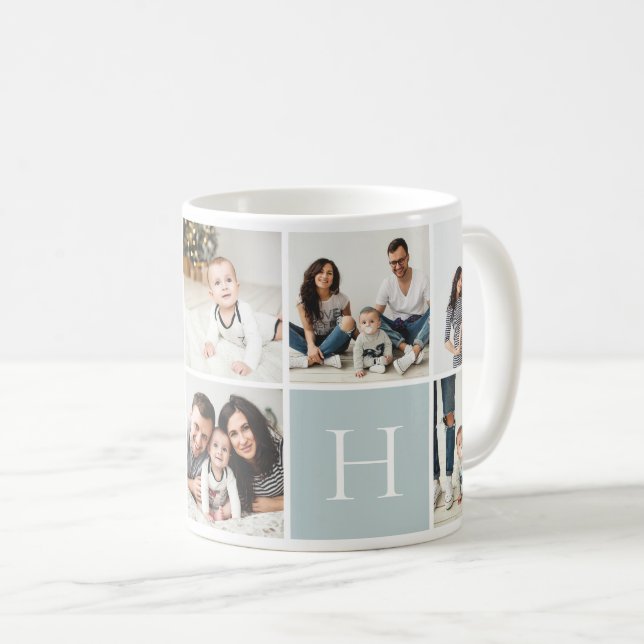 Mug Monogramme familial personnalisé 9 Collage photo (Devant droit)