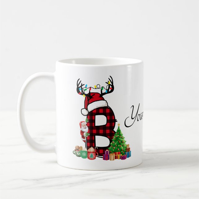 Mug Monogramme Famille Noël Personnalisez Avec Nom (Gauche)
