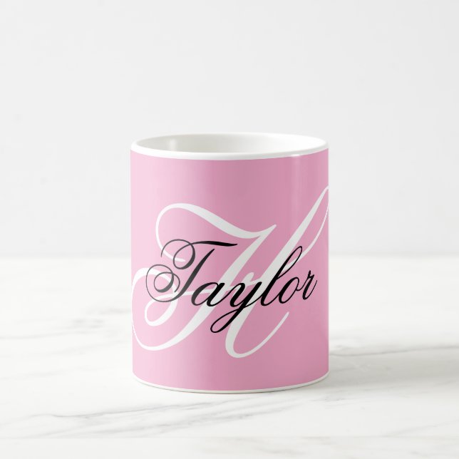 Mug Monogramme fantaisie noir et blanc Rose (Centre)