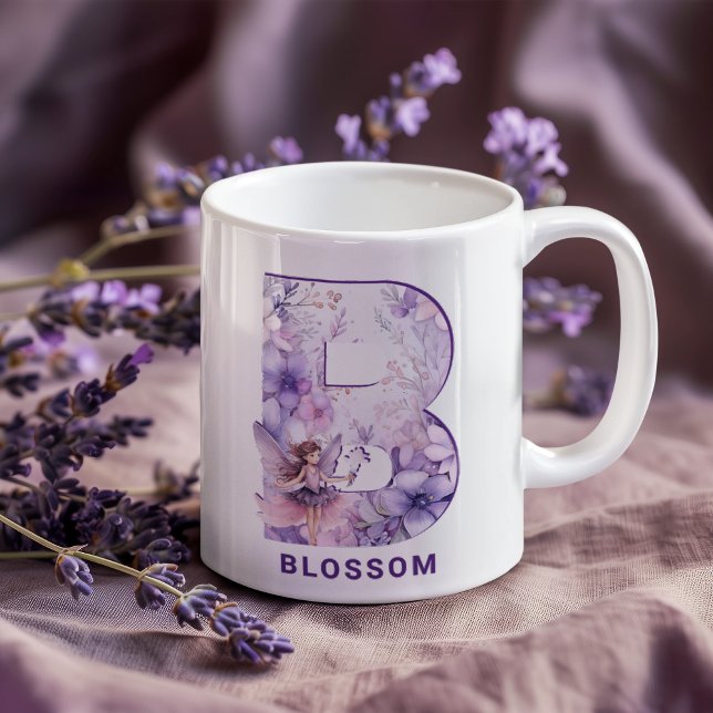 Mug Monogramme Fée Lilac B personnalisé (Personalized Lilac Fairy Monogram B Coffee Mug)