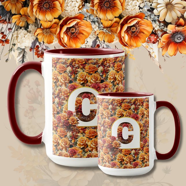 Mug Monogramme Fête des mères Grand-mère Automne Flora (Créateur téléchargé)