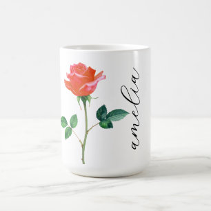 Mug Monogramme Fleur de naissance Juin Floral Rose