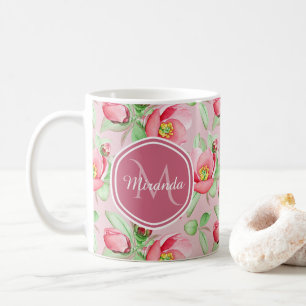 Mug Monogramme Fleur de Pommier Rose