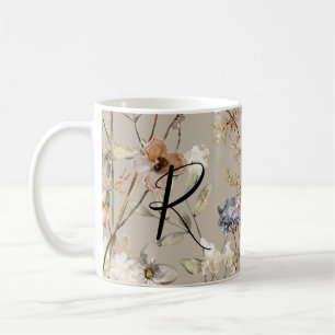 Mug Monogramme Fleur sauvage d'automne Aquarelle Musiq