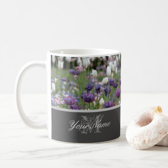 Mug Monogramme fleuri avec sensations printanières flo (Avec donut)
