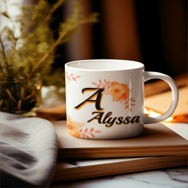 Mug Monogramme Fleurs Personnalisé - Nom & Je (Créateur téléchargé)