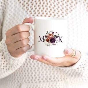 Mug Monogramme floral Boho d'automne