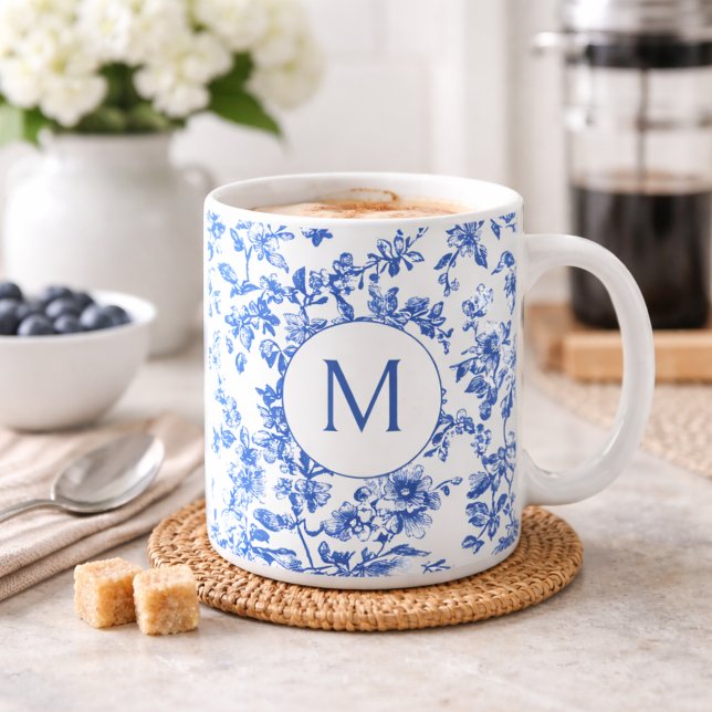 Mug Monogramme Floral de Blue Country (Créateur téléchargé)