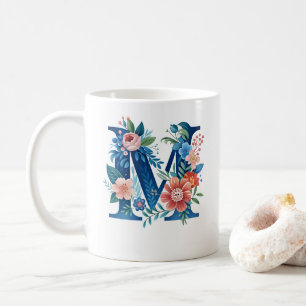 Mug monogramme floral décoratif "M"