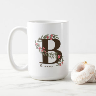 Mug Monogramme floral délicat Rose rose ID1332