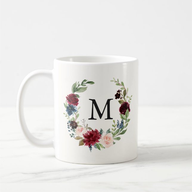 Mug Monogramme floral du bouquet | de Bourgogne (Gauche)