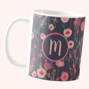 Mug Monogramme floral foncé
