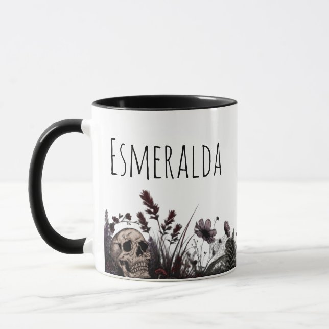 Mug Monogramme Floral Gothique Café Thé (Gauche)