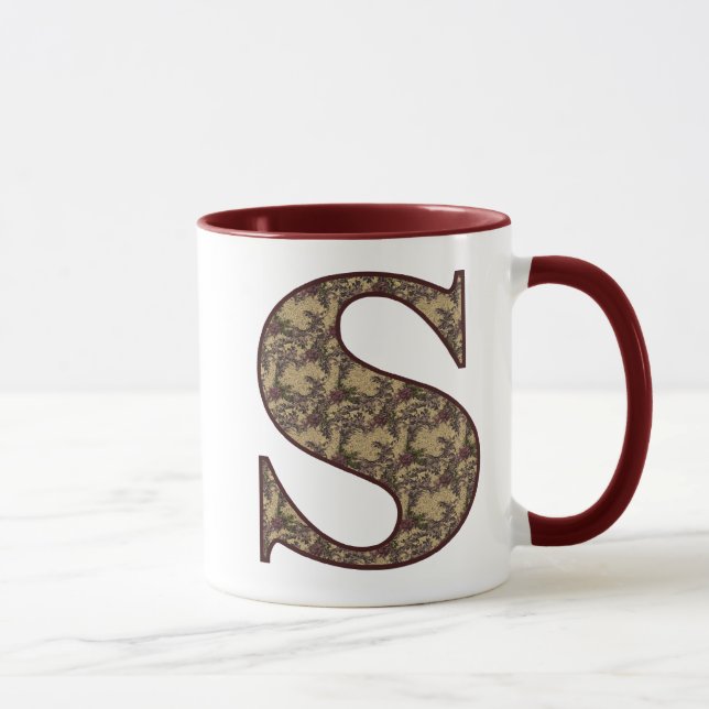 Mug Monogramme floral initial S élégant (Droite)