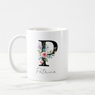 Mug Monogramme floral – Lettre P