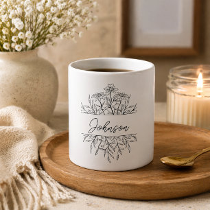 Mug Monogramme Floral Minimaliste 