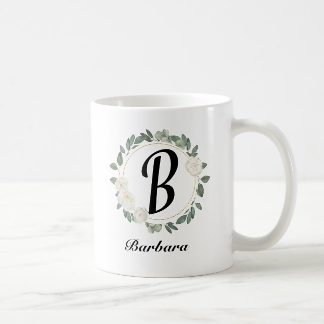 Mug Monogramme floral personnalisé avec nom (Droite)