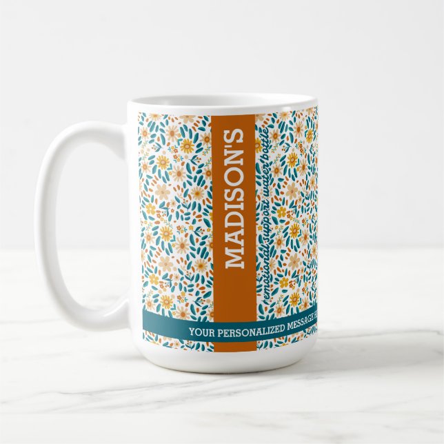 Mug Monogramme floral personnalisé et nom (Gauche)