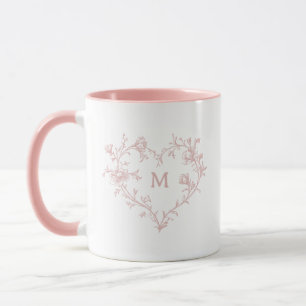Mug Monogramme floral personnalisé Toile de Jouy