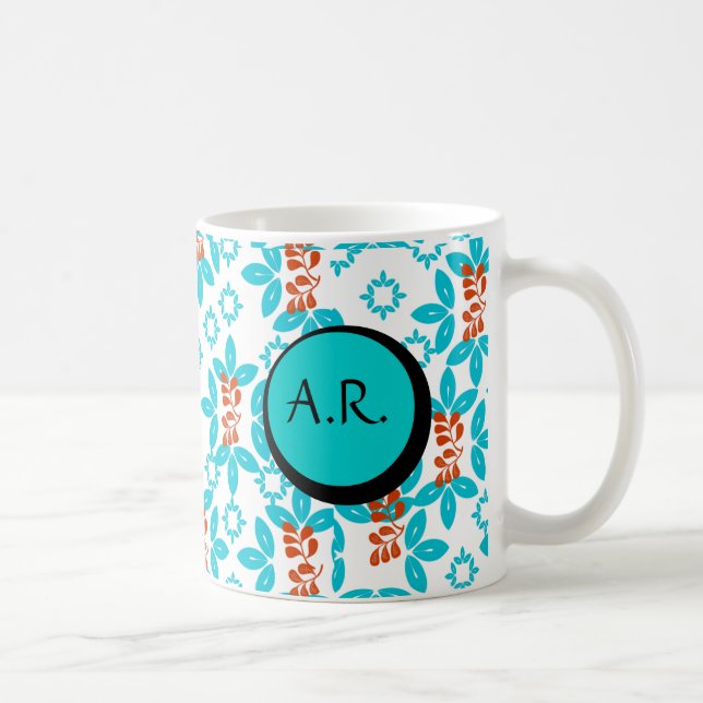 Mug Monogramme floral rétro (Droite)