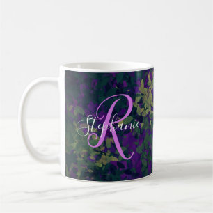 Mug Monogramme floral rose pâle de couleur foncée