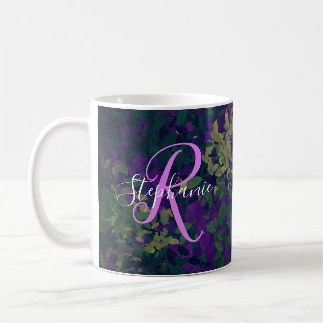 Mug Monogramme floral rose pâle de couleur foncée (Gauche)