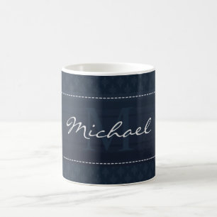 Mug Monogramme foncé chic de coutume de bleu marine