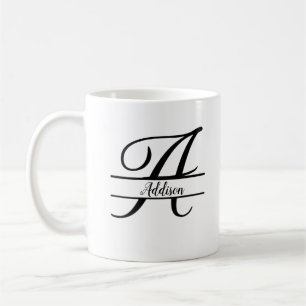 Mug Monogramme fractionné A-Z noir et blanc