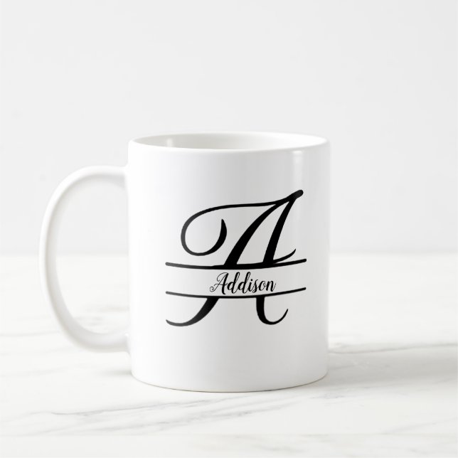 Mug Monogramme fractionné A-Z noir et blanc (Gauche)