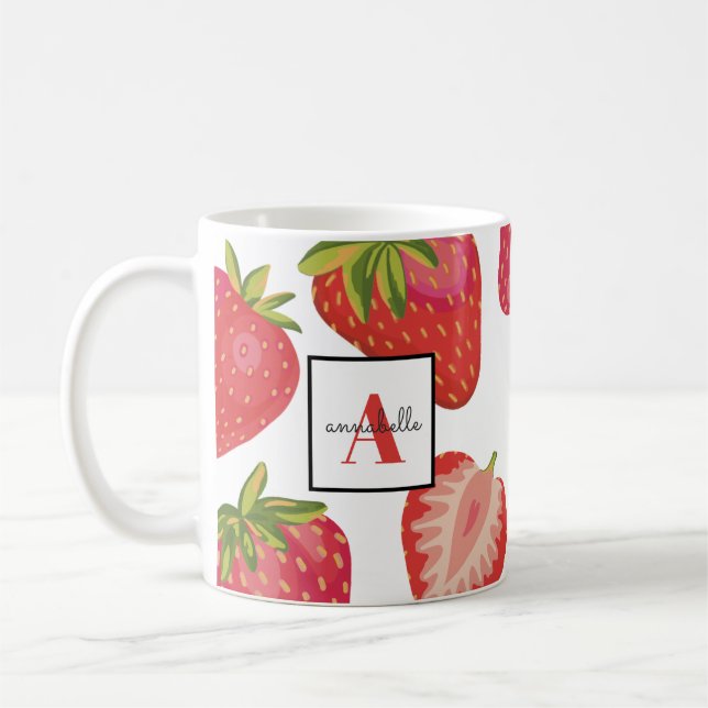 Mug Monogramme fraise d'été (Gauche)