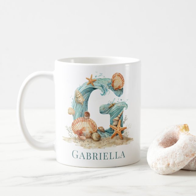 Mug Monogramme G personnalisé de la côte initiale de l (Avec donut)