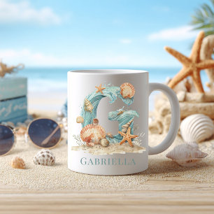 Mug Monogramme G personnalisé de la côte initiale de l