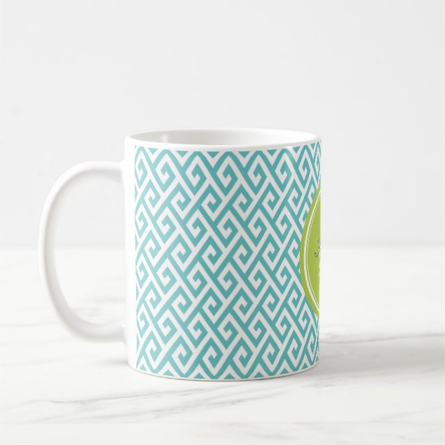 Mug Monogramme géométrique de motif d'abrégé sur chic (Gauche)