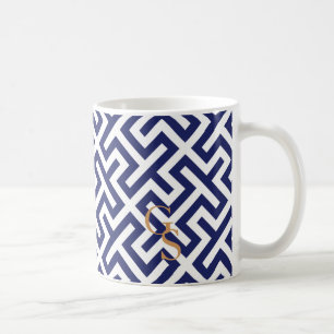 Mug Monogramme géométrique de motifs d'abrégé sur