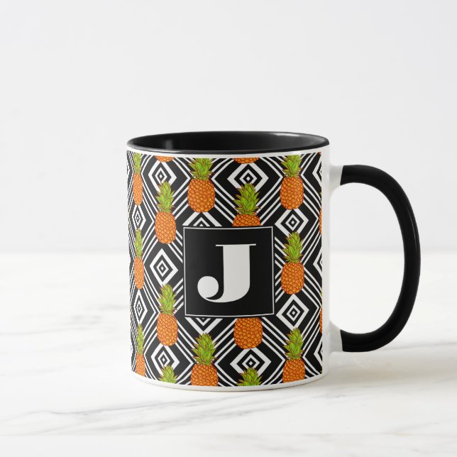 Mug Monogramme géométrique des ananas | (Droite)