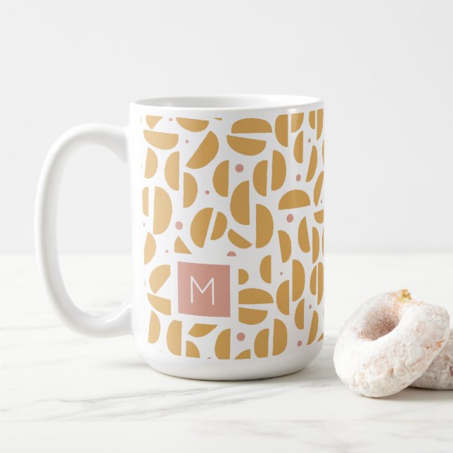Mug Monogramme géométrique Moderne Dijon Jaune Personn (Avec donut)