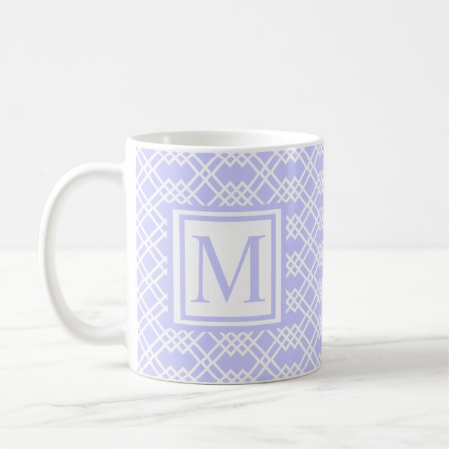 Mug Monogramme géométrique moderne en treillis Périmèt (Gauche)