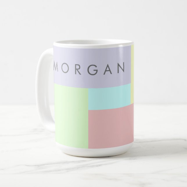 Mug monogramme géométrique pastel moderne (Devant gauche)