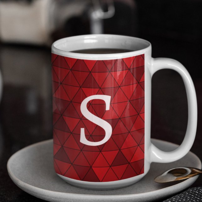 Mug Monogramme géométrique personnalisé des triangles  (Créateur téléchargé)