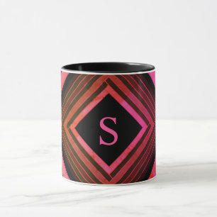 Mug Monogramme géométrique rose rustique moderne