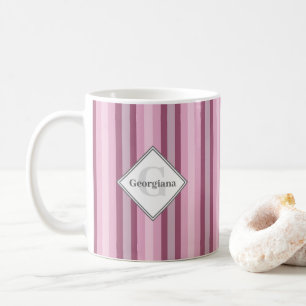 Mug Monogramme Géométrique Rosée Rosée Bandes Vertical