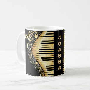 Mug Monogramme Gold Et Noir Notes Musicales Et Clé