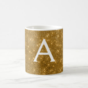 Mug Monogramme Gold Sparkmer Nom et initiale